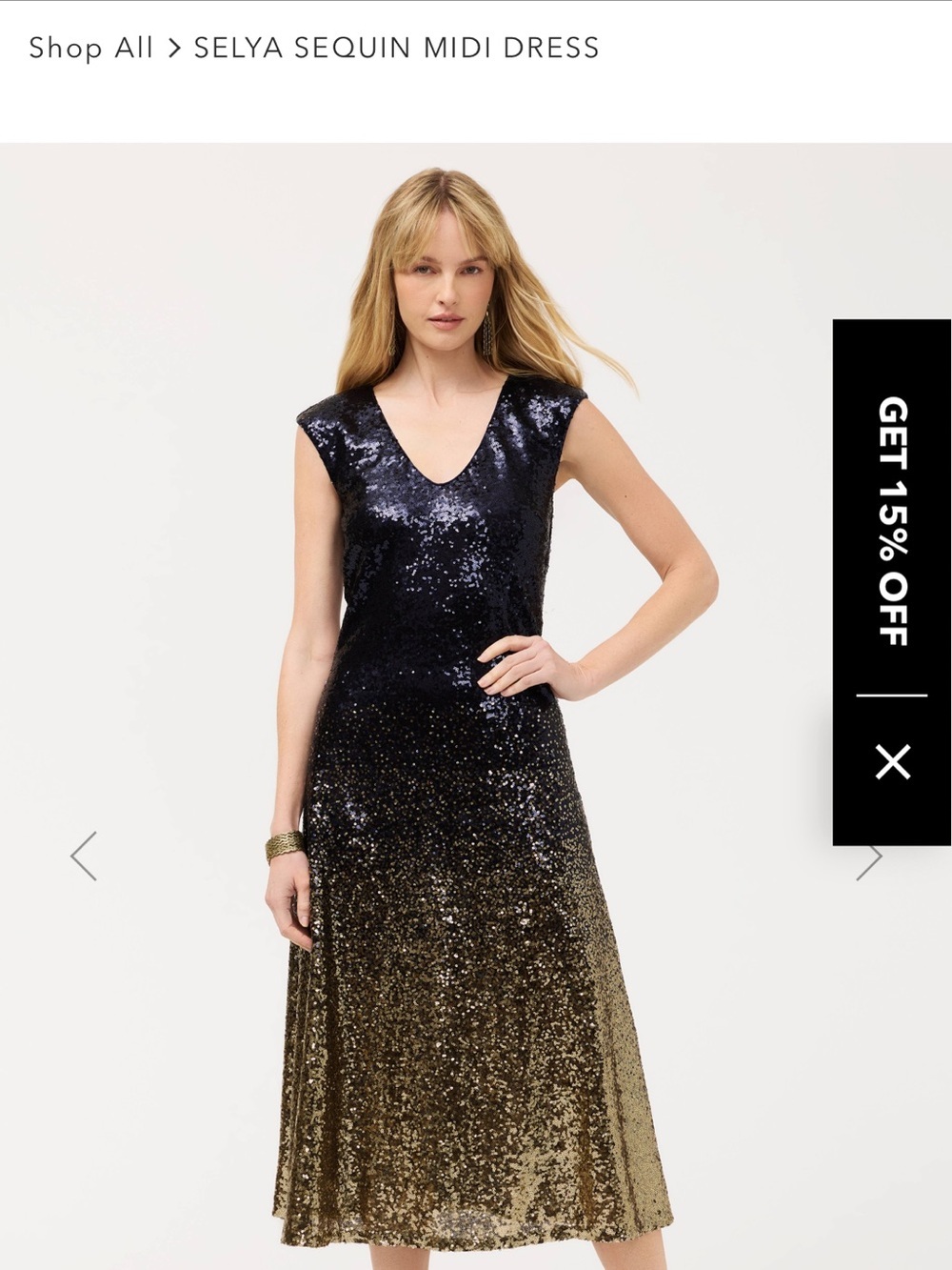 NWT Johnny Was Selva Sequin Midi Dress - Black to Gold Ombre